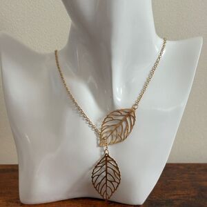 Gold Leaf Double Pendant Necklace